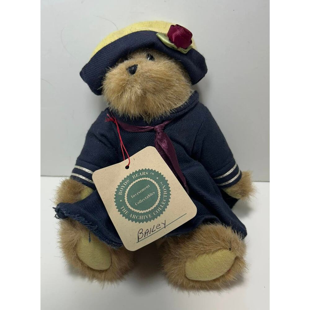 Boyd's Bears 8" Plush Bailey Navy Sailor Dress Hat Collectible Jointed